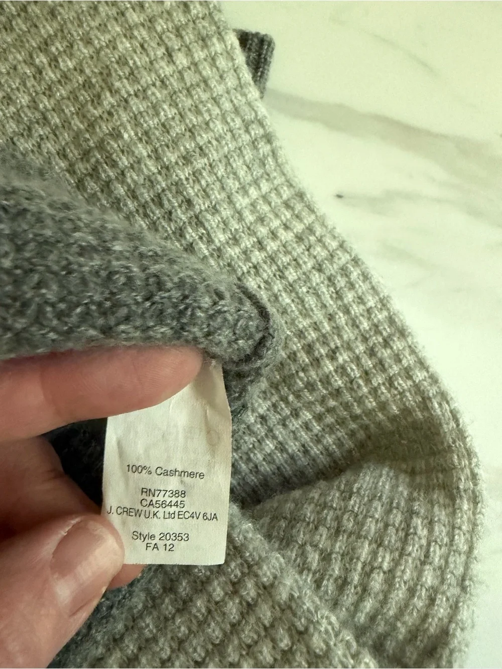 J. Crew Cashmere Crewneck Sweater in Light Gray and Cream